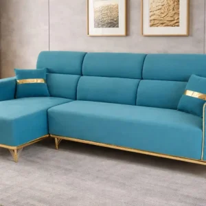 Modern L-Shaped Fabric Sofa with Ottoman